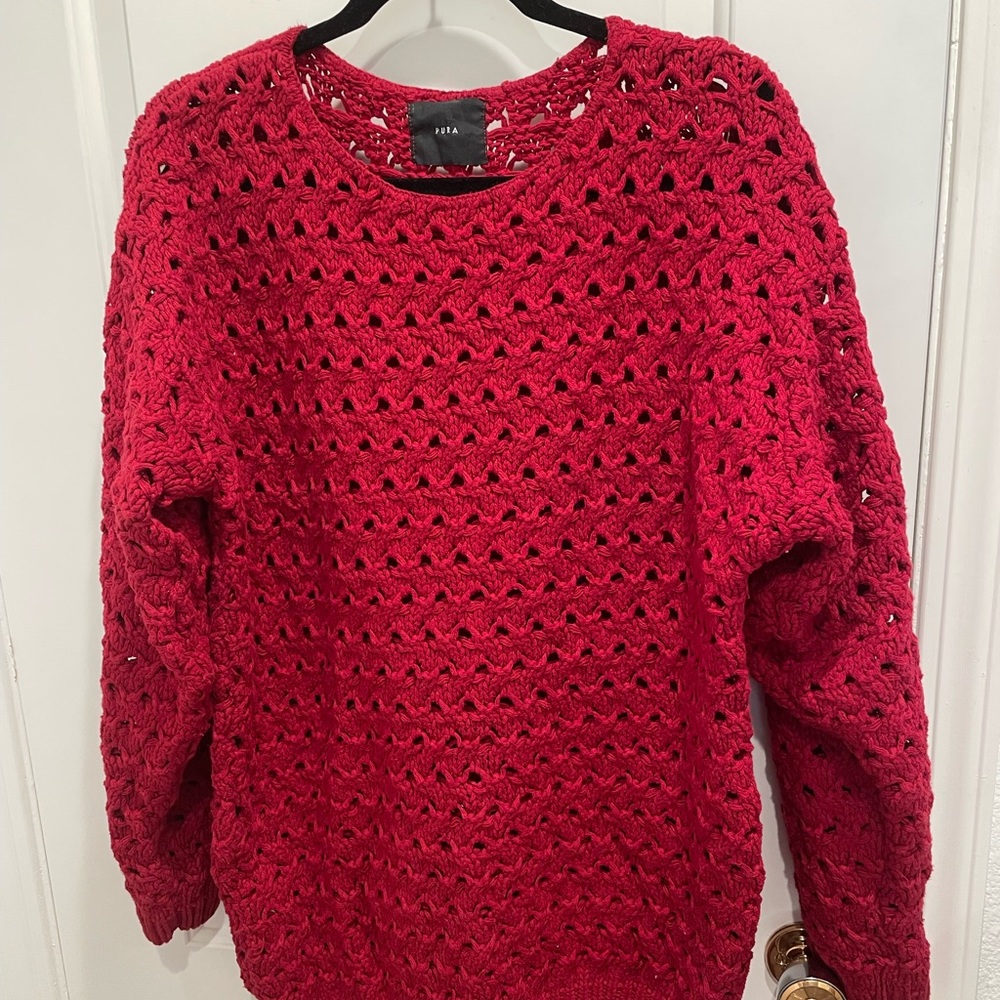 Vintage style, deep burgundy, shabby chic sweater.